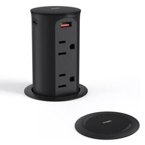 Pop-Up Power Outlet for Countertops & Desks – 4 AC + 4 USB, 20W USB-C